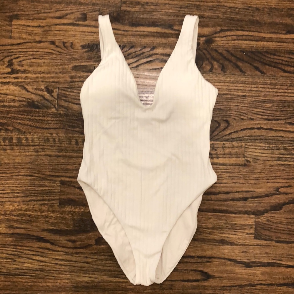 Becca Cream Ribbed One Piece, NWOT